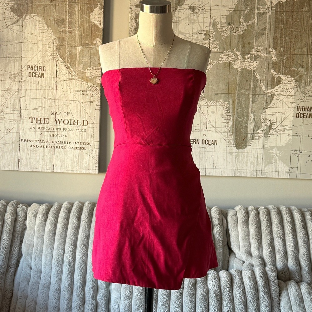 BSCO Women's Pink Strapless Mini Dress Skater Style Side Zip